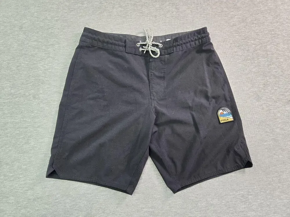 Vissla Shorts Mens 30 Black Board Swim Trunks Quick Dry Stretch Surf Pockets